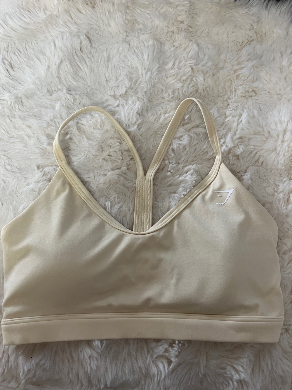Gymshark Cream V-Neck Light Support Sports Bra
